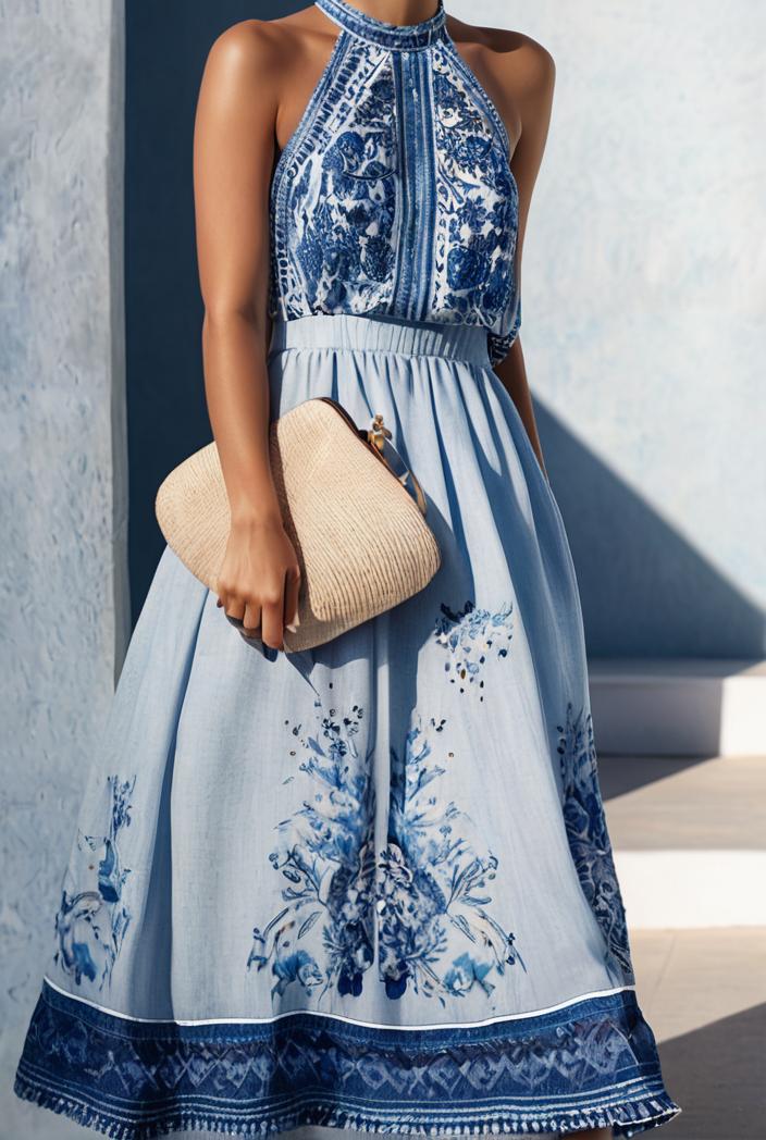 floral print halter bohemian long skirt 114798
