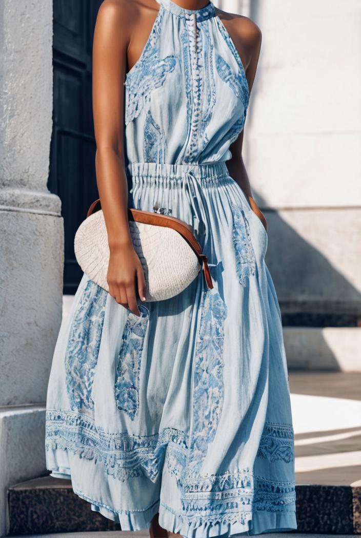 floral print halter bohemian long skirt 114799