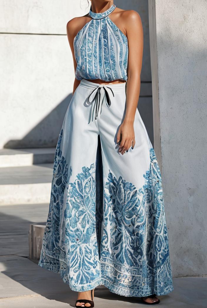 floral print halter bohemian long skirt 114806