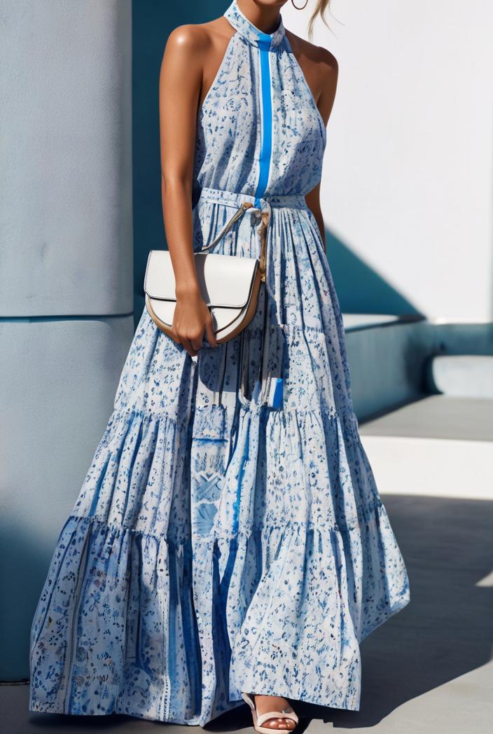 floral print halter bohemian long skirt 114817