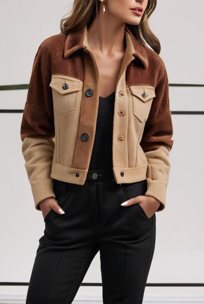 lapel diagonal zipper cropped jacket raglan barcelet halter v neck closed 119580