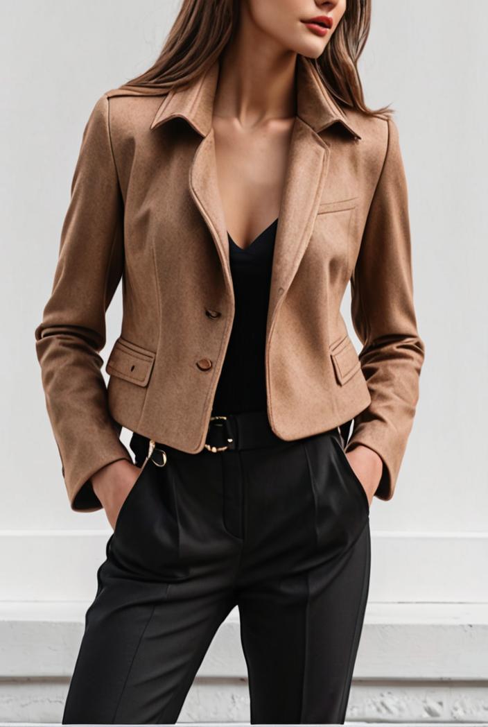lapel diagonal zipper cropped jacket raglan barcelet halter v neck closed 119584