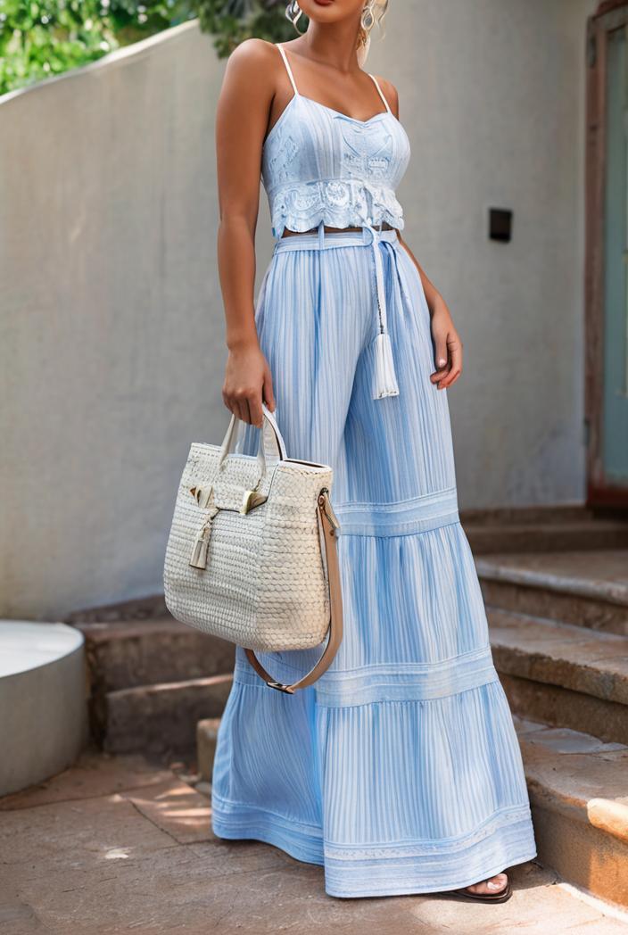 sling belted striped sleeveless dress 146376
