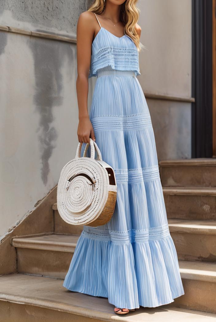 sling belted striped sleeveless dress 146377