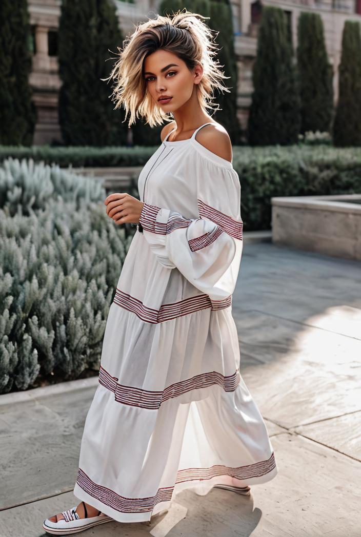 sling belted striped sleeveless dress 146381