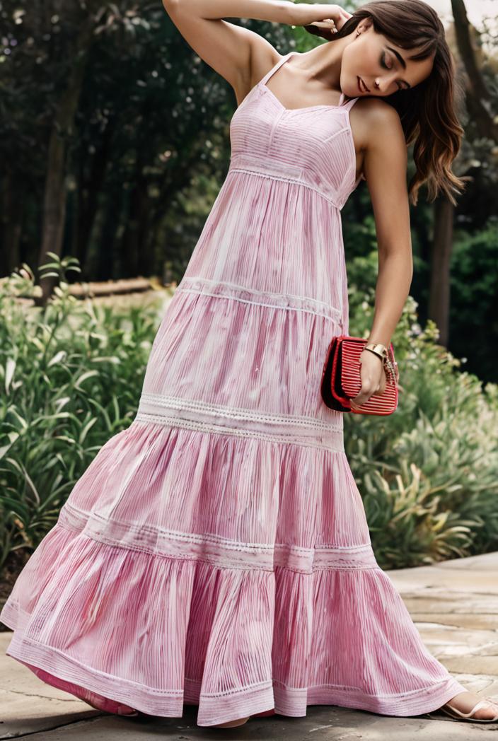 sling belted striped sleeveless dress 146402