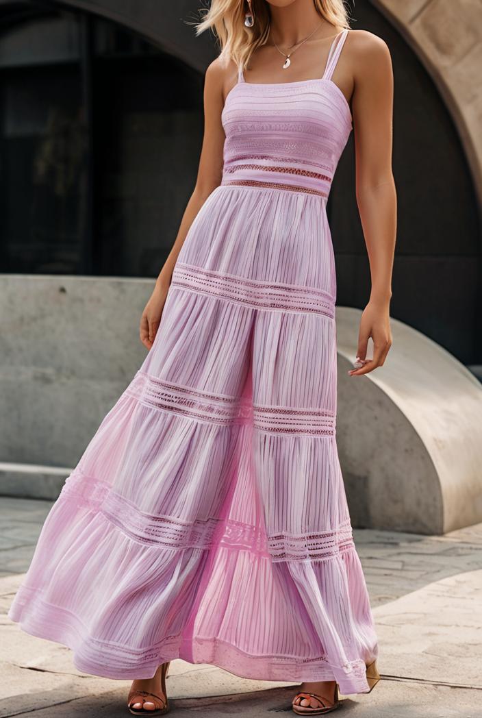 sling belted striped sleeveless dress 146405