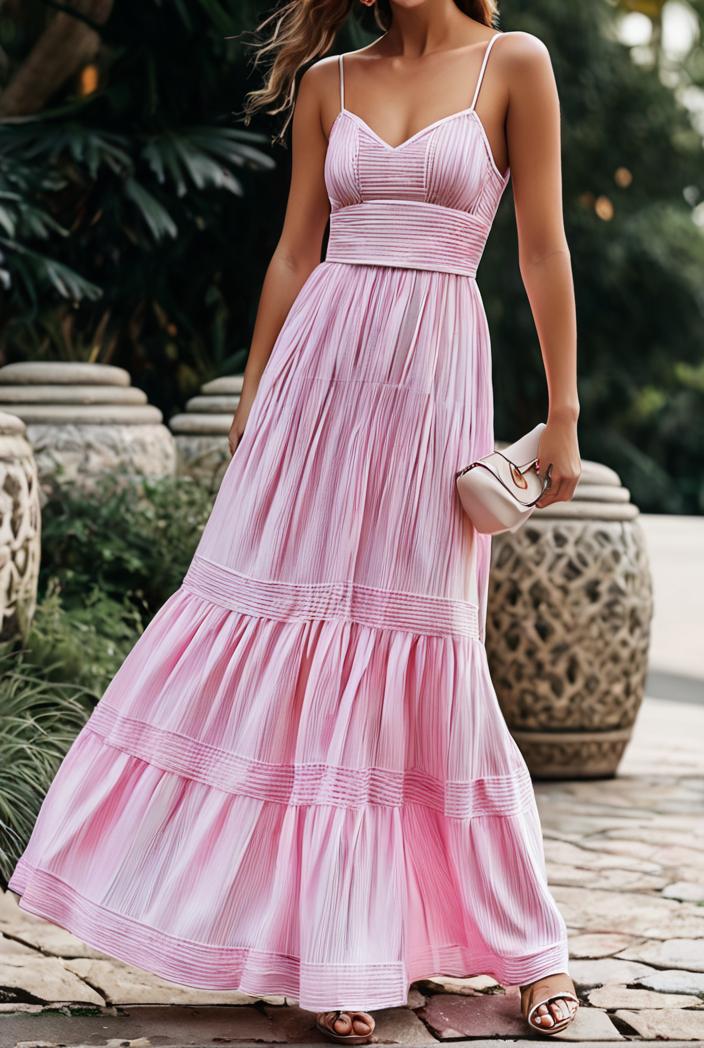 sling belted striped sleeveless dress 146408