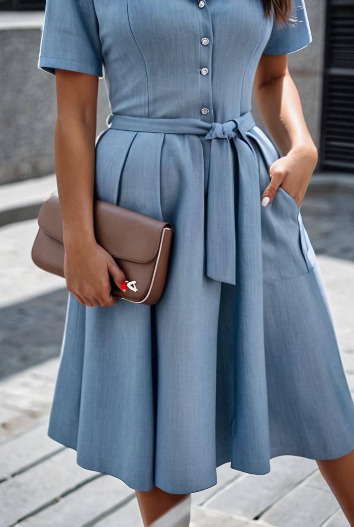 a line flap pockets rolled sleeve v neck casual lapel denim maxi dresses 104968