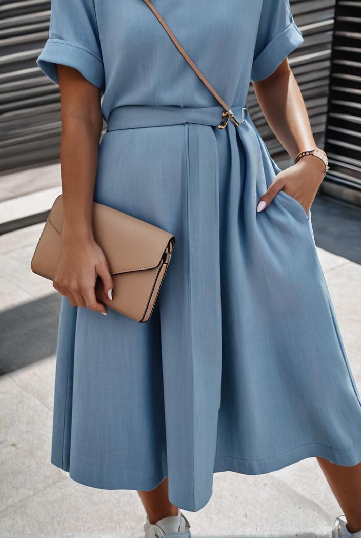 a line flap pockets rolled sleeve v neck casual lapel denim maxi dresses 105107