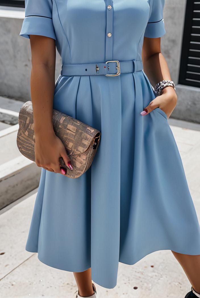 a line flap pockets rolled sleeve v neck casual lapel denim maxi dresses 105111