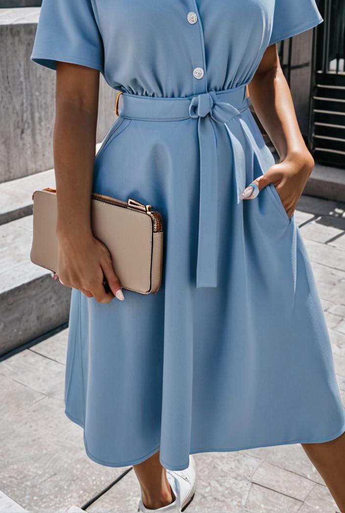 a line flap pockets rolled sleeve v neck casual lapel denim maxi dresses 105112