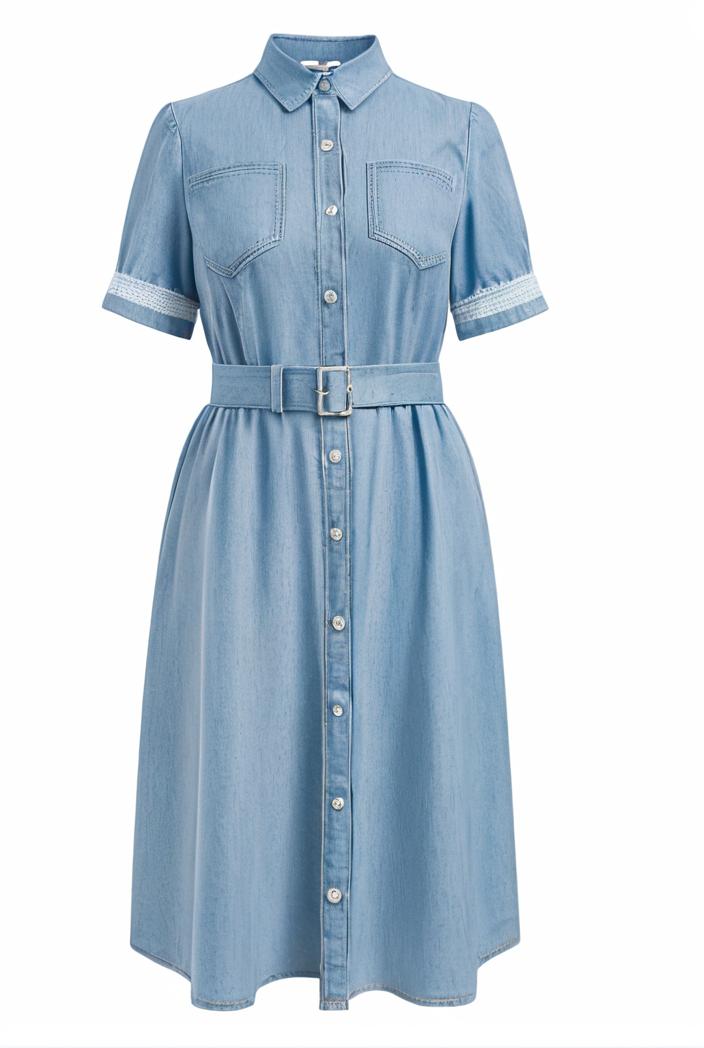 a line flap pockets rolled sleeve v neck casual lapel denim maxi dresses 105119