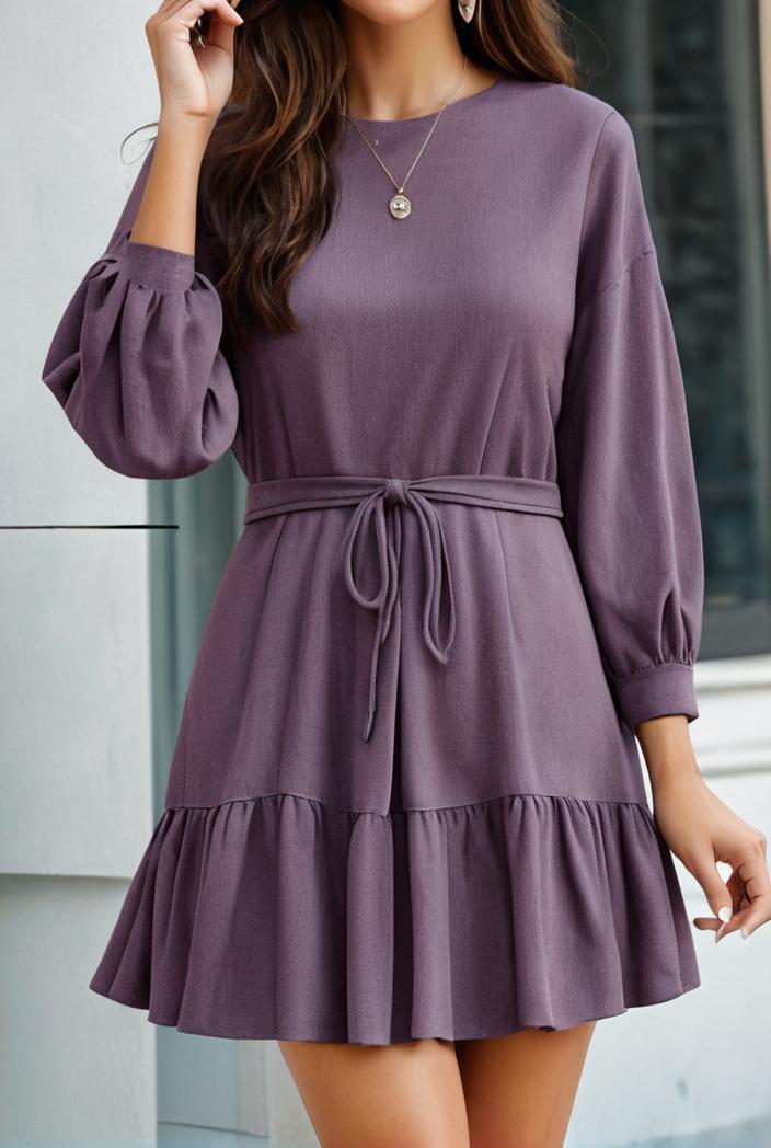 smocked tied balloon sleeve mini dress 101851