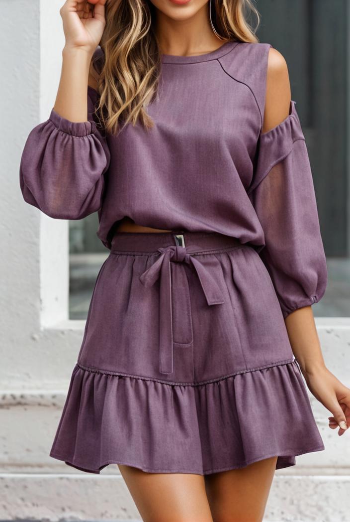 smocked tied balloon sleeve mini dress 101854