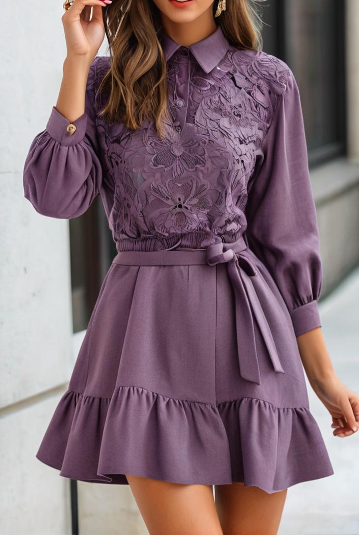smocked tied balloon sleeve mini dress 101857