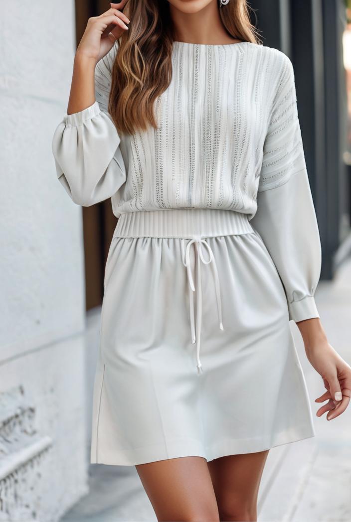 smocked tied balloon sleeve mini dress 101858