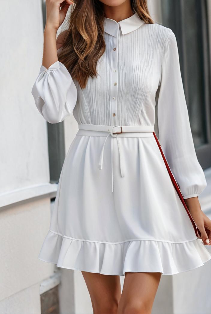 smocked tied balloon sleeve mini dress 101859