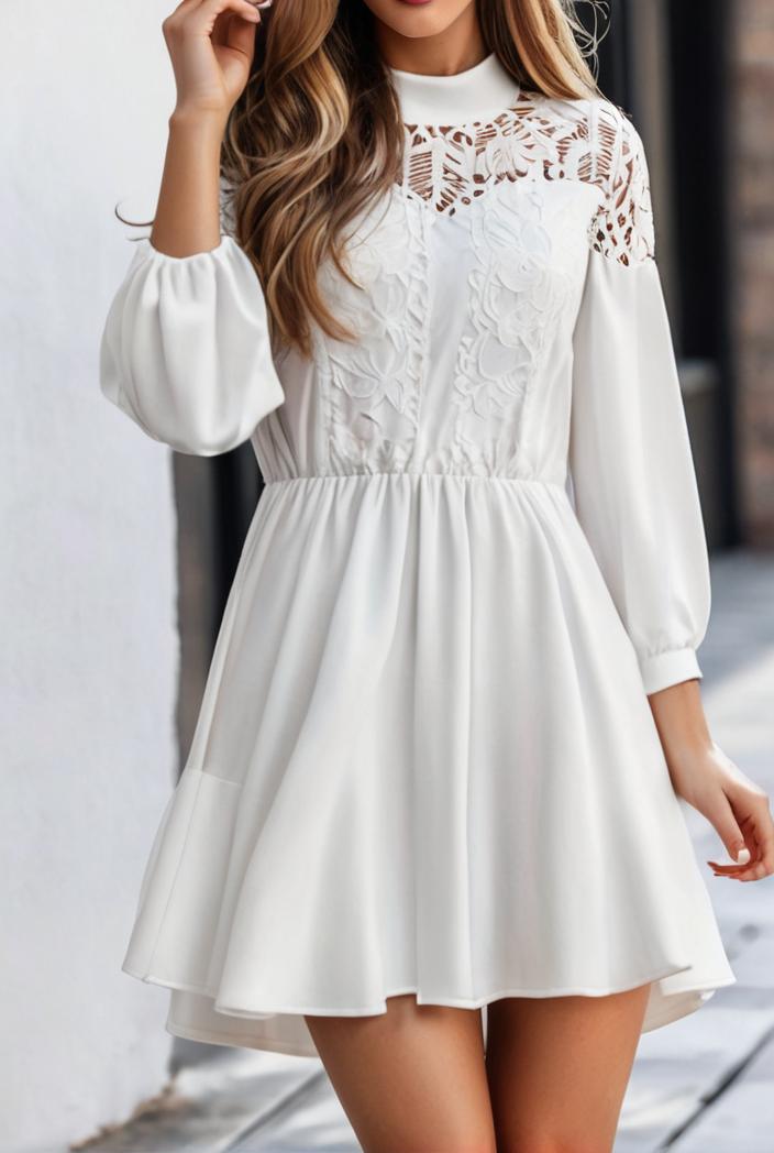 smocked tied balloon sleeve mini dress 101861