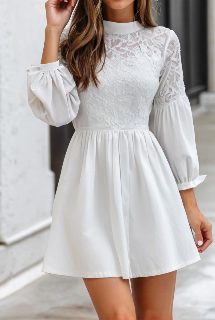 smocked tied balloon sleeve mini dress 101864