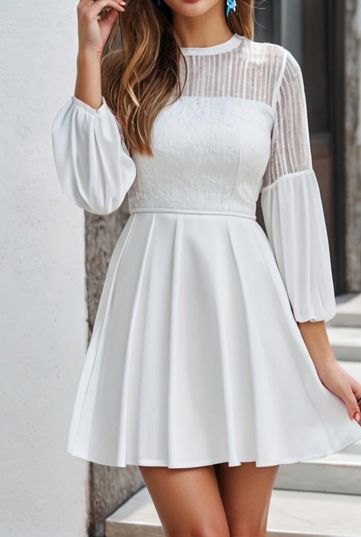 smocked tied balloon sleeve mini dress 101863