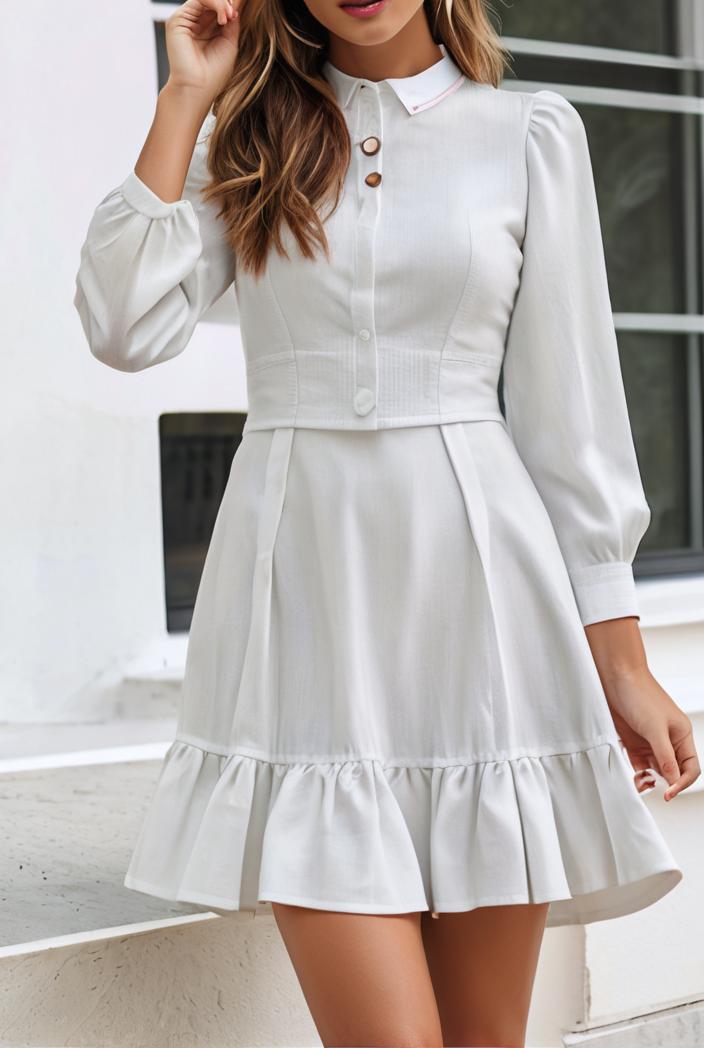 smocked tied balloon sleeve mini dress 101865