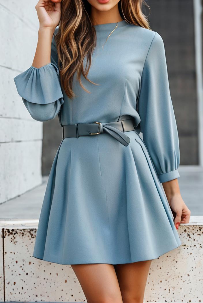 smocked tied balloon sleeve mini dress 101871