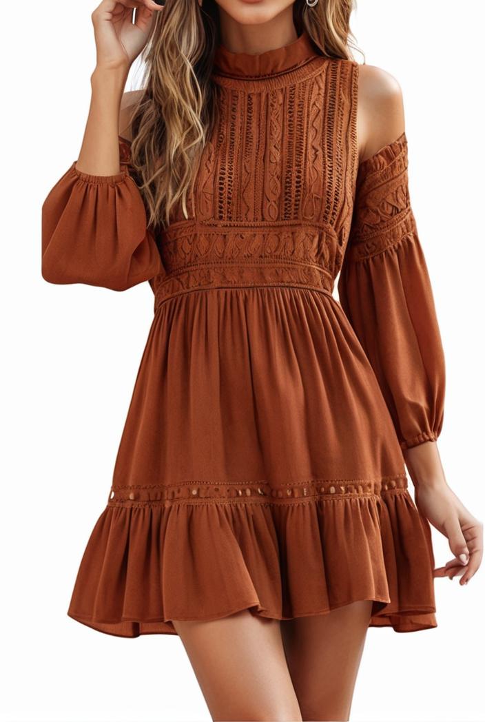 smocked tied balloon sleeve mini dress 101883