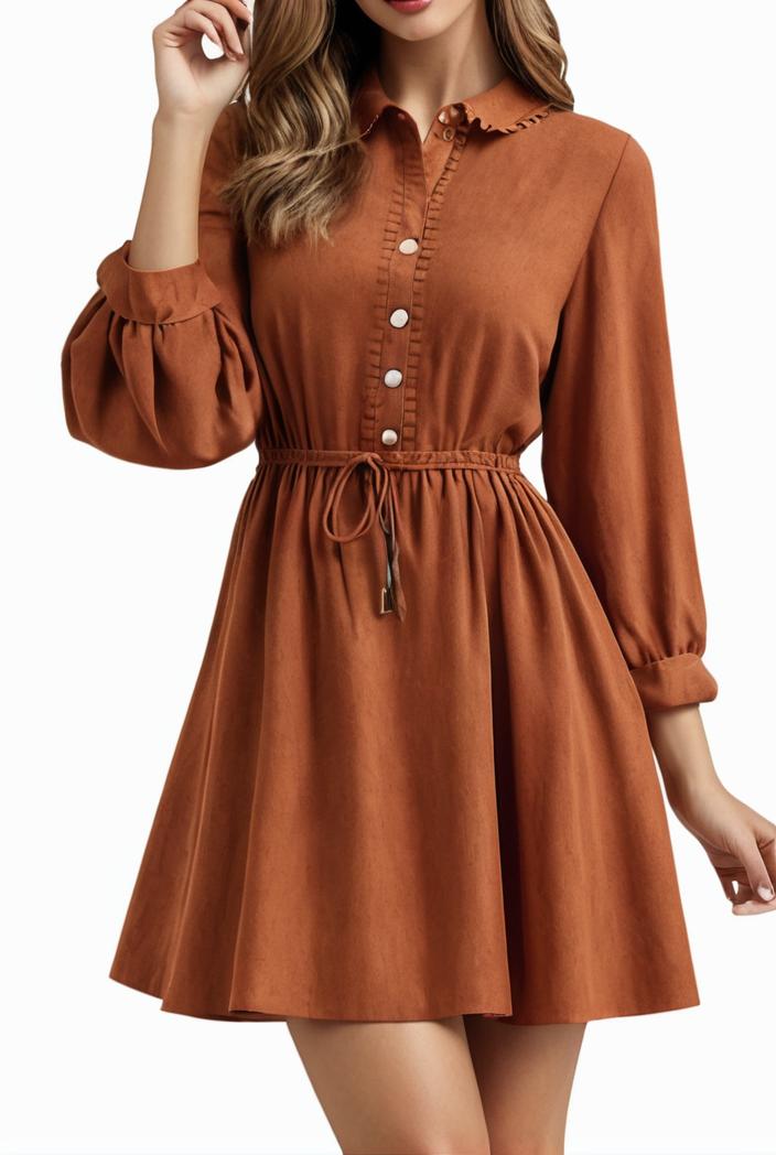 smocked tied balloon sleeve mini dress 101885