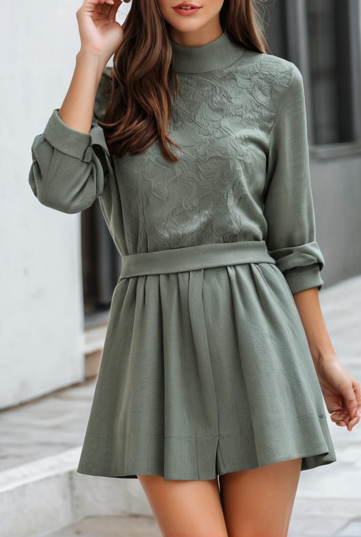 smocked tied balloon sleeve mini dress 101897
