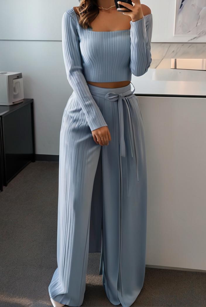 women s sets long sleeve cardigan slim buttoned casual two piece suit 125342