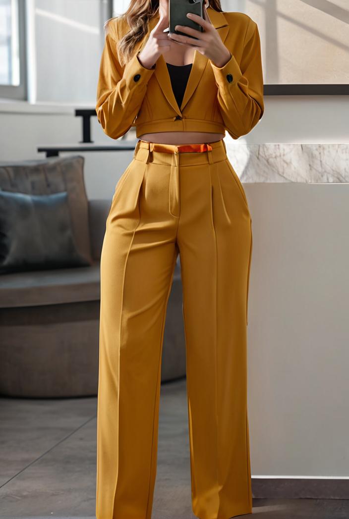 women s sets long sleeve cardigan slim buttoned casual two piece suit 125359