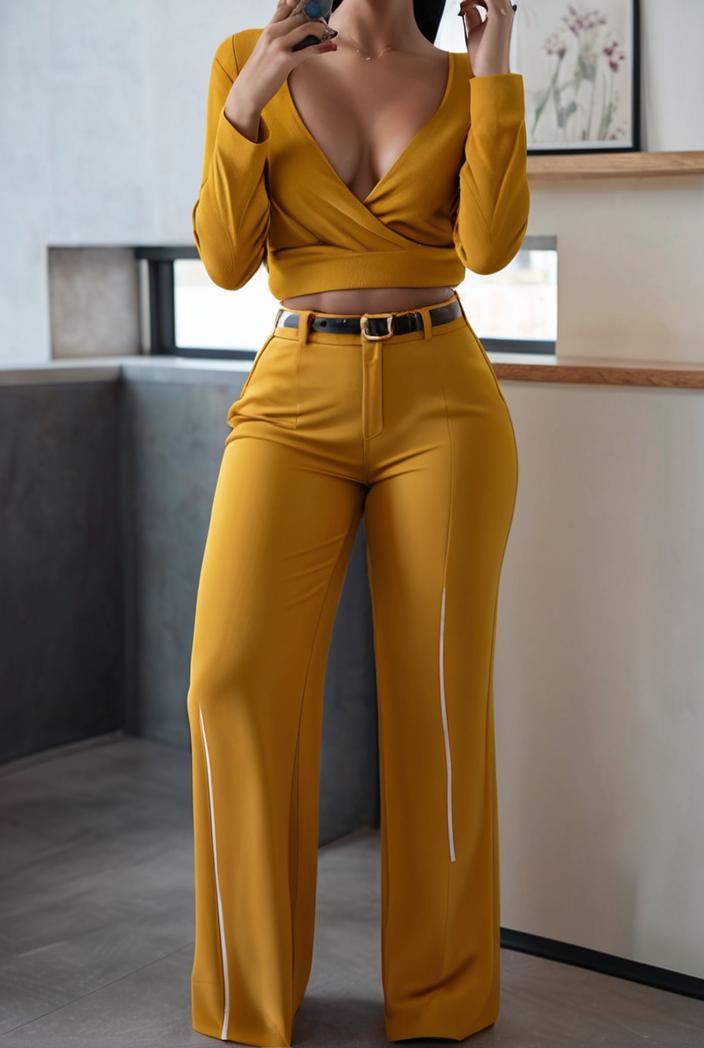 women s sets long sleeve cardigan slim buttoned casual two piece suit 125360