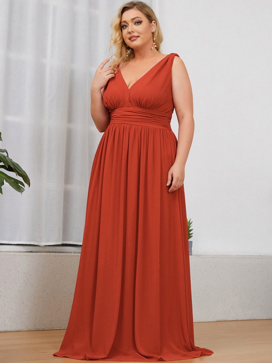 MsDresslyEP Plus Formal Dress Plus Size Sleeveless V-Neck Chiffon Semi Formal Maxi Dress DRE230975331BOR16