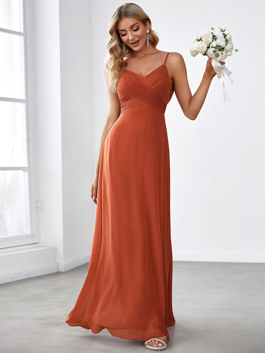 MsDresslyEP Formal Dress Criss-Cross V-Neck Chiffon Backless A-Line Bridesmaid Dress