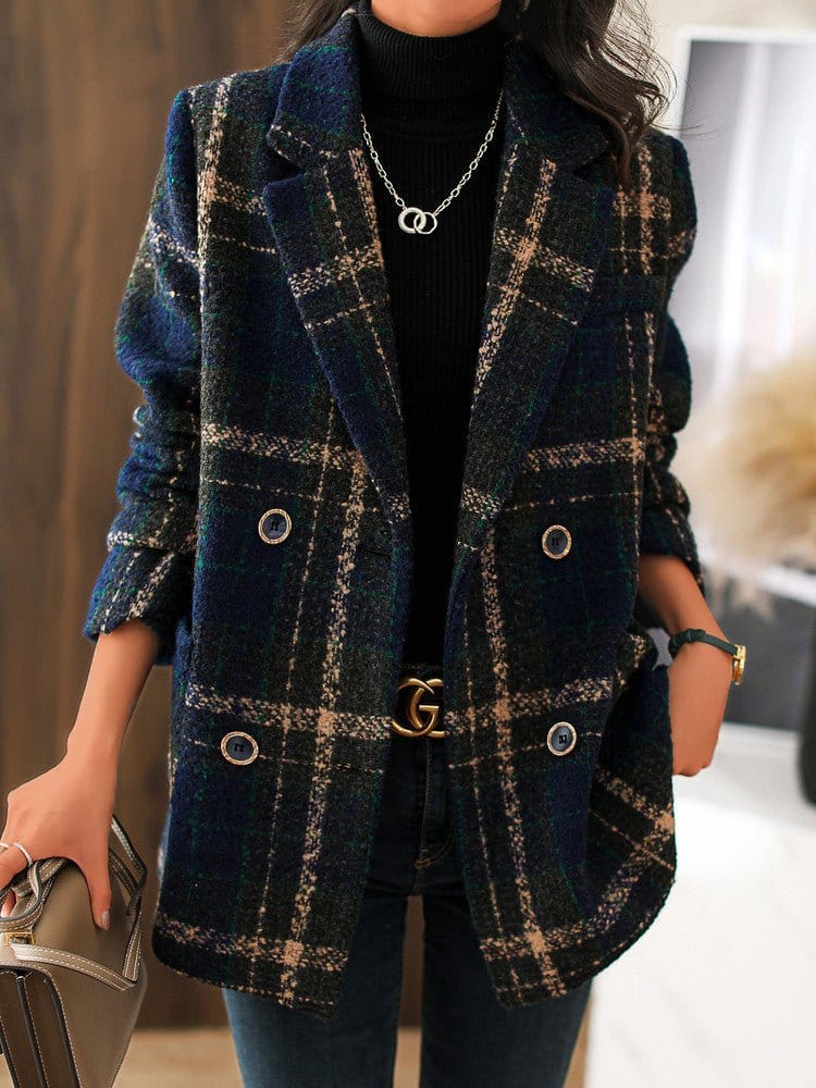 MsDressly Coats Retro Plaid Casual Woolen Coat COA2211031453DBLUM