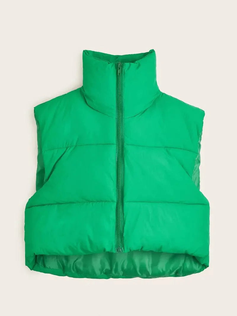 MsDressly Coats Solid Lightweight Thermal Layer Sleeveless Zip-Up Vest Coat COA231012020GRNS(4)