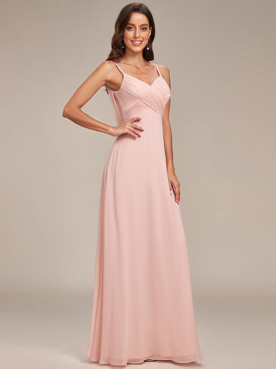 MsDresslyEP Formal Dress Criss-Cross V-Neck Chiffon Backless A-Line Bridesmaid Dress