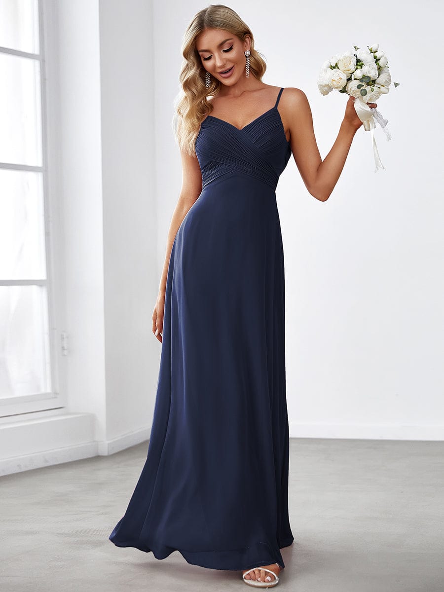 MsDresslyEP Formal Dress Criss-Cross V-Neck Chiffon Backless A-Line Bridesmaid Dress