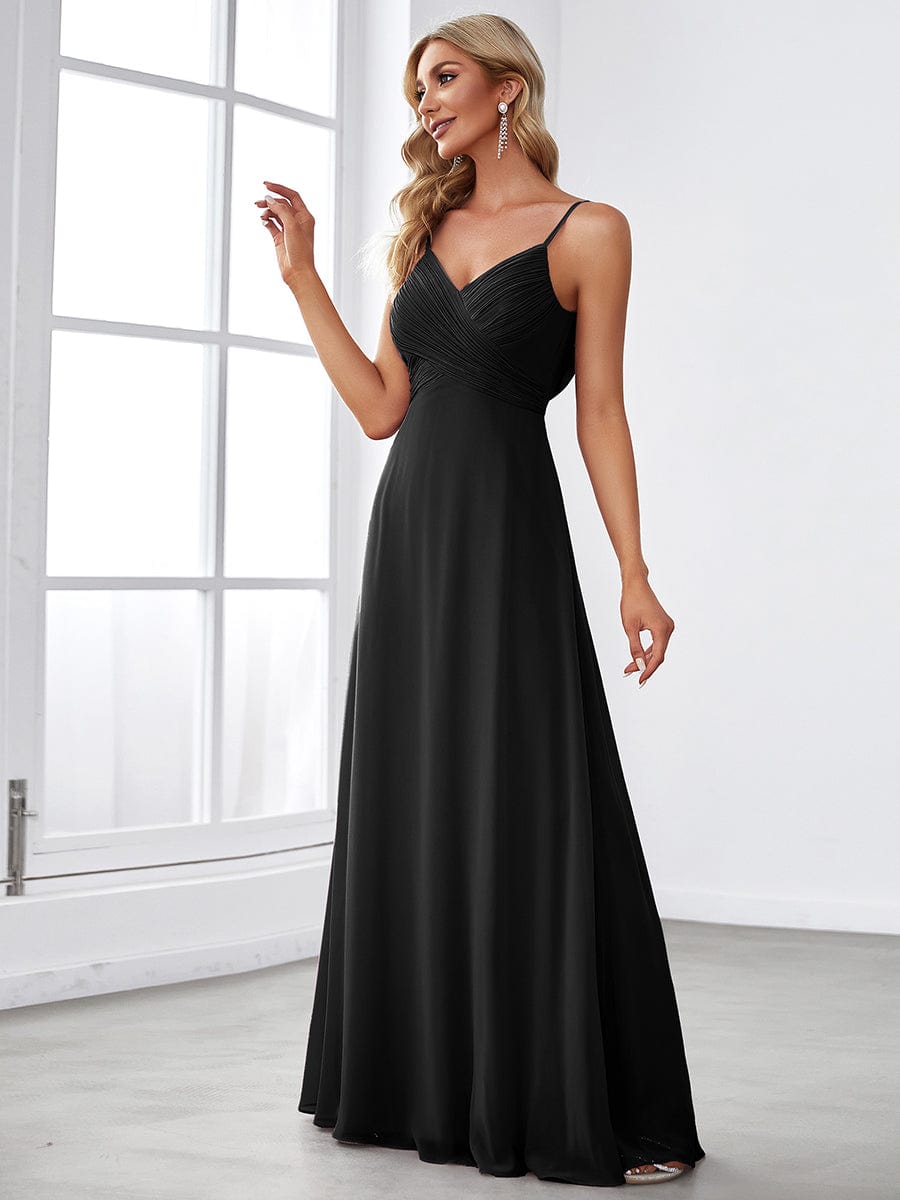 MsDresslyEP Formal Dress Criss-Cross V-Neck Chiffon Backless A-Line Bridesmaid Dress