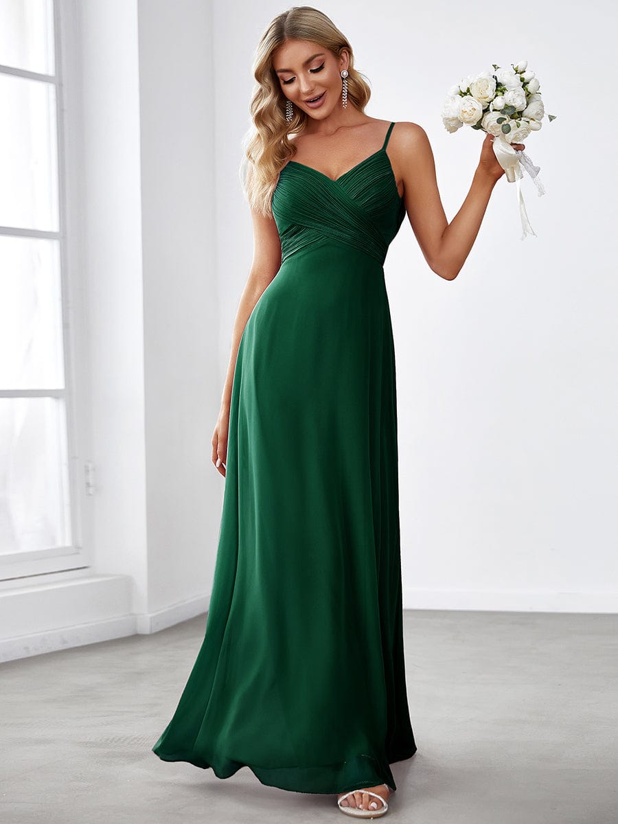 MsDresslyEP Formal Dress Criss-Cross V-Neck Chiffon Backless A-Line Bridesmaid Dress