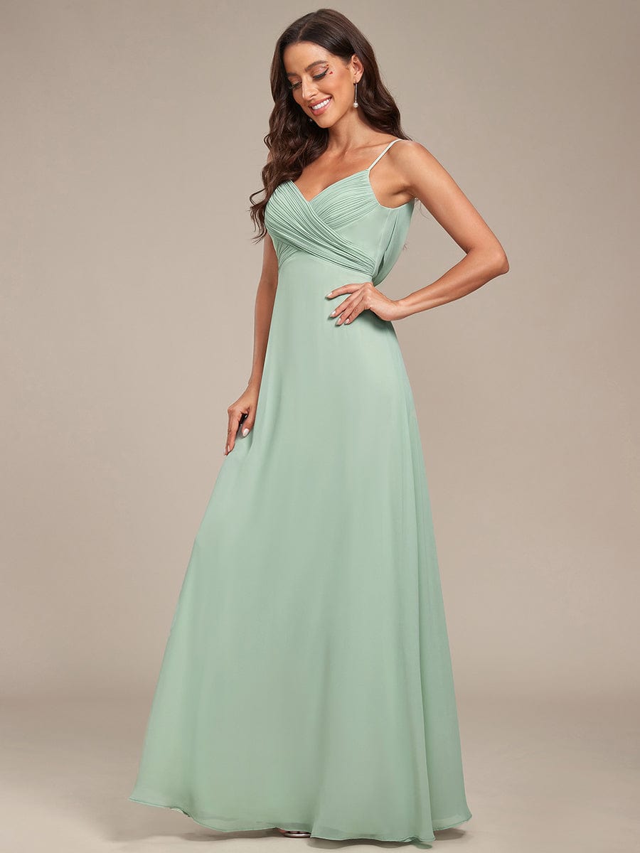 MsDresslyEP Formal Dress Criss-Cross V-Neck Chiffon Backless A-Line Bridesmaid Dress