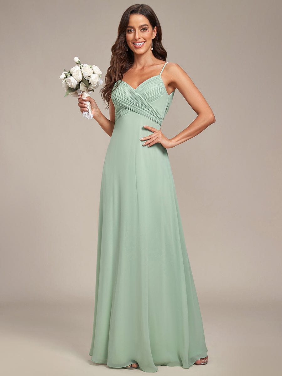 MsDresslyEP Formal Dress Criss-Cross V-Neck Chiffon Backless A-Line Bridesmaid Dress