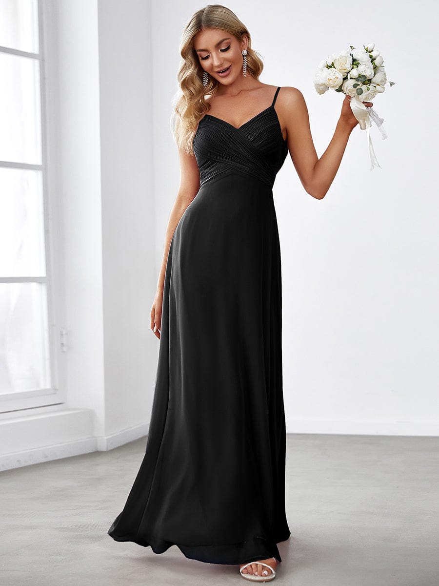 MsDresslyEP Formal Dress Criss-Cross V-Neck Chiffon Backless A-Line Bridesmaid Dress