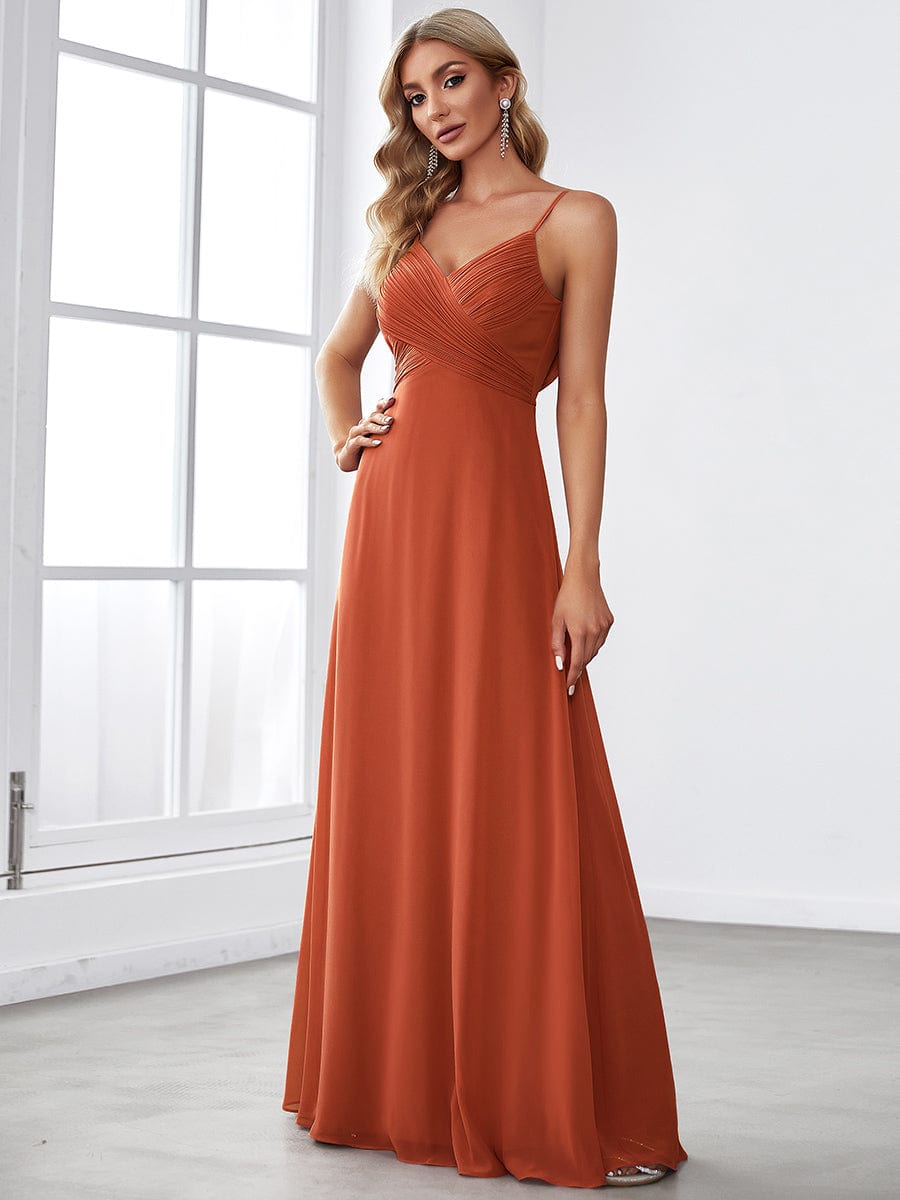 MsDresslyEP Formal Dress Criss-Cross V-Neck Chiffon Backless A-Line Bridesmaid Dress DRE230912B2715BOR4