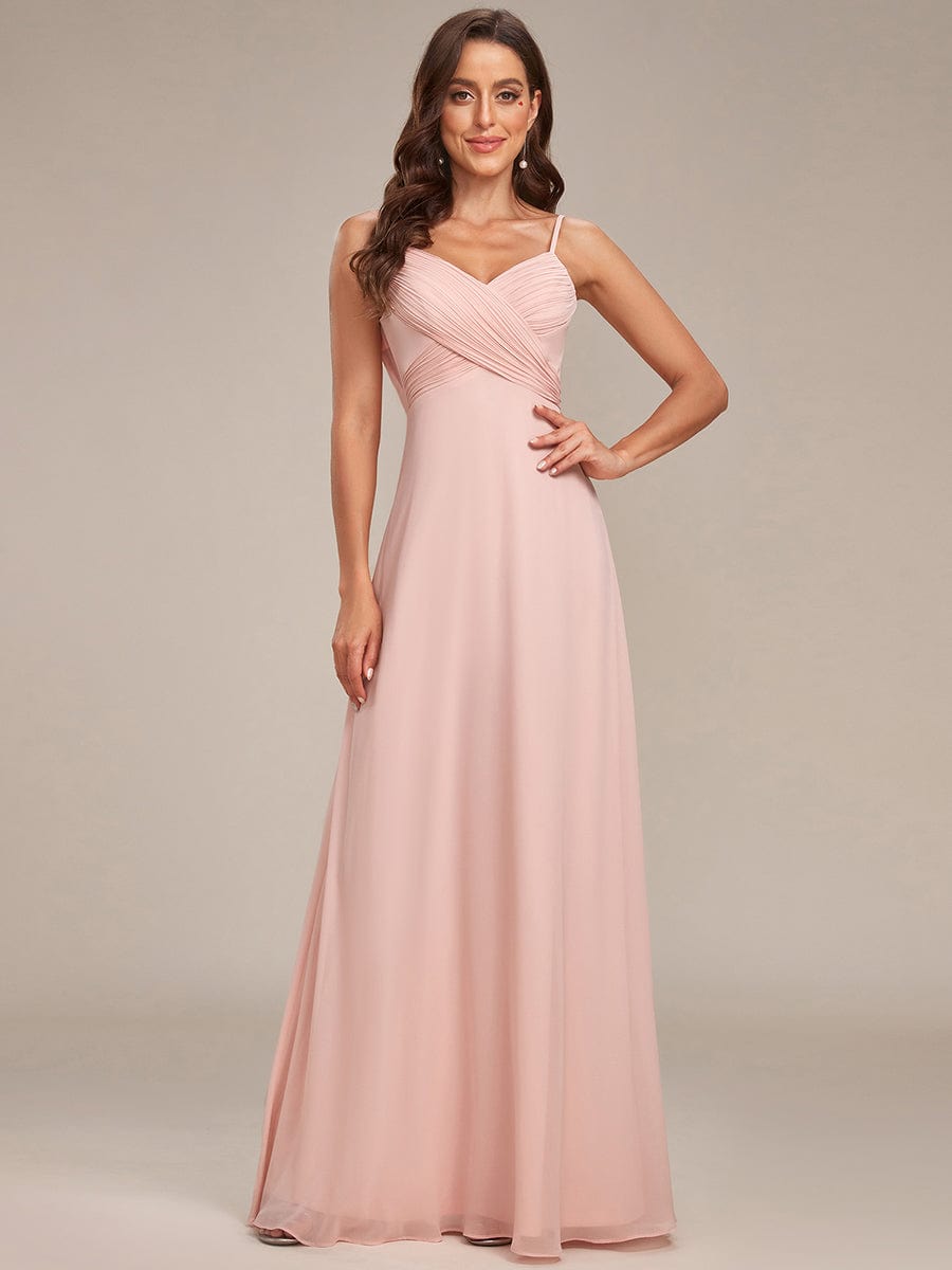 MsDresslyEP Formal Dress Criss-Cross V-Neck Chiffon Backless A-Line Bridesmaid Dress DRE230912B2729PNK4