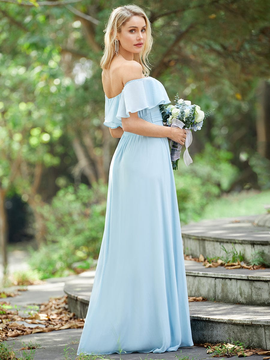 MsDresslyEP Formal Dress Elegant Chiffon High-Low Off The Shoulder Bridesmaid Dress