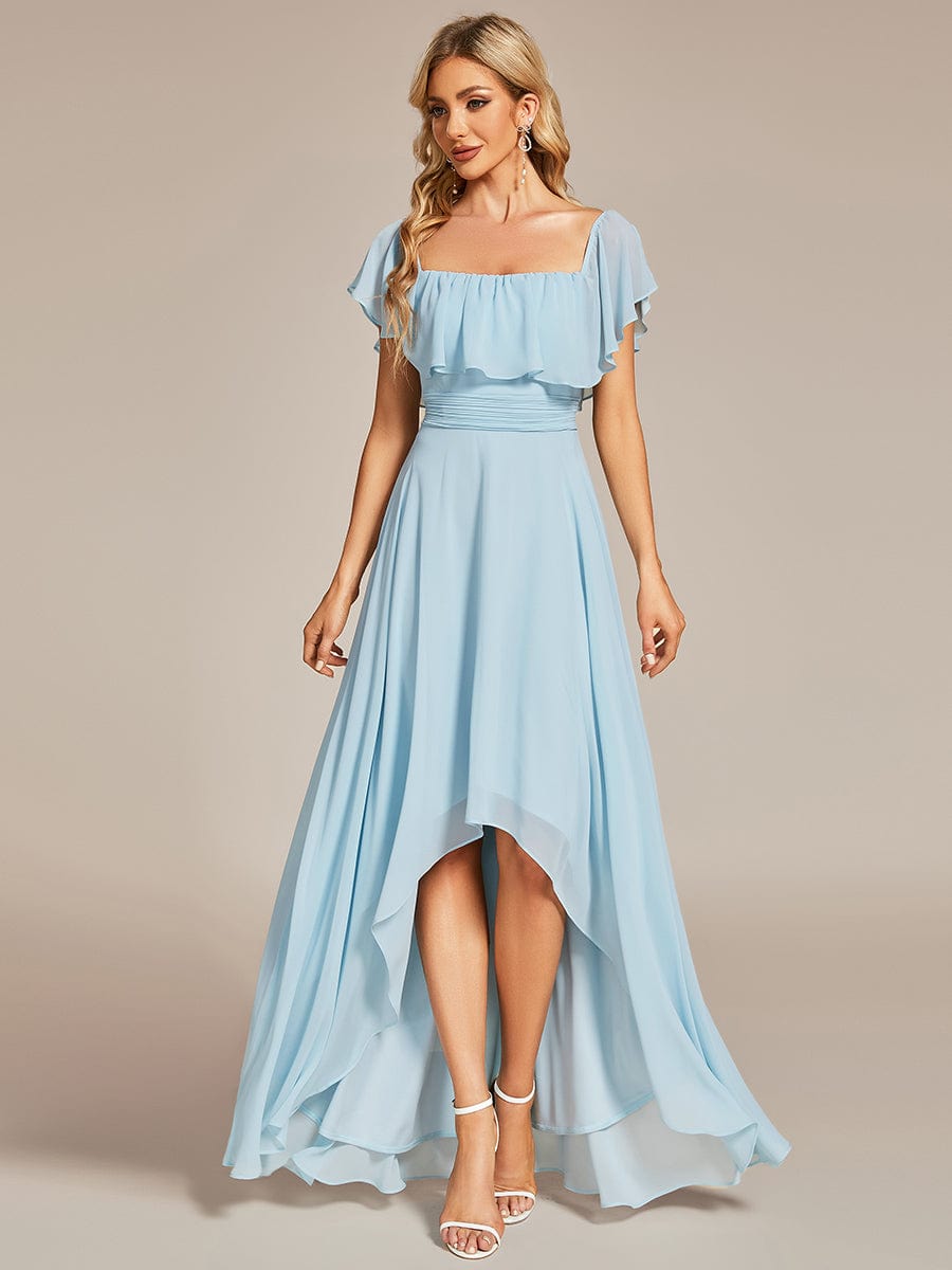 MsDresslyEP Formal Dress Elegant Chiffon High-Low Off The Shoulder Bridesmaid Dress