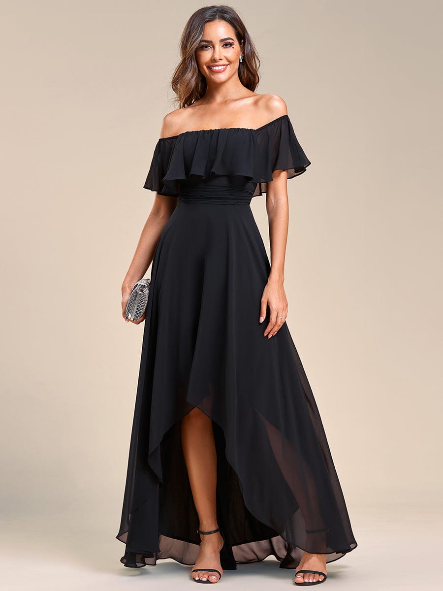 MsDresslyEP Formal Dress Elegant Chiffon High-Low Off The Shoulder Bridesmaid Dress