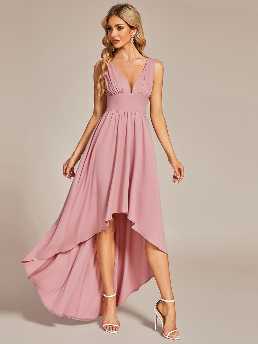 MsDresslyEP Formal Dress Elegant High-Low Sleeveless Empire Waist Bridesmaid Dress DRE2310040002PNK4